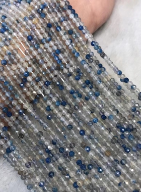 3MM天然水晶 玉化K2水晶足球面刻面切面散珠半成品手链项链配件