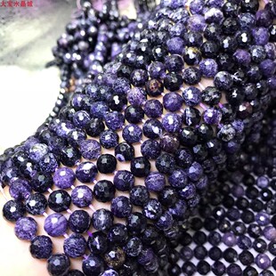 天然紫苏舒俱来切面刻面128面散珠半成品苏俱来宝石手链脚链配珠