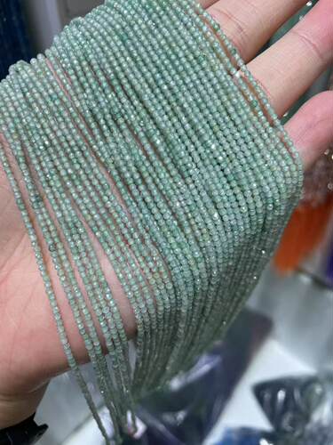 2MM 浅绿色锆石刻面切面足球面散珠半成品手链项链配件配珠饰品