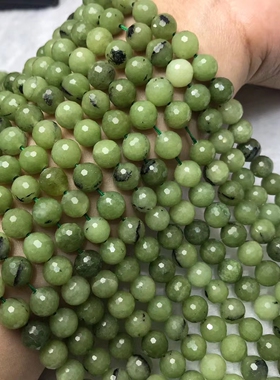 天然水晶加拿大碧玉128面切角圆珠散珠 硬抛足球面切面刻面半成品