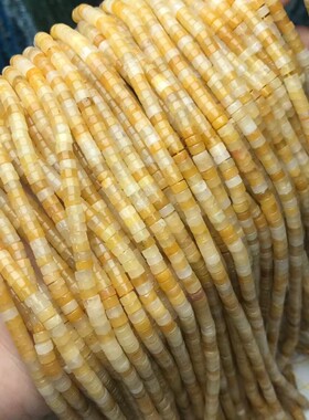 2*4MM 老黄玉直切扣片海西片管珠散珠半成品手链项链配件配珠饰品