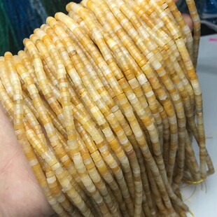 2*4MM 老黄玉直切扣片海西片管珠散珠半成品手链项链配件配珠饰品