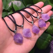 薰衣草紫水晶吊坠项链锁骨链 原石晶簇生日礼物