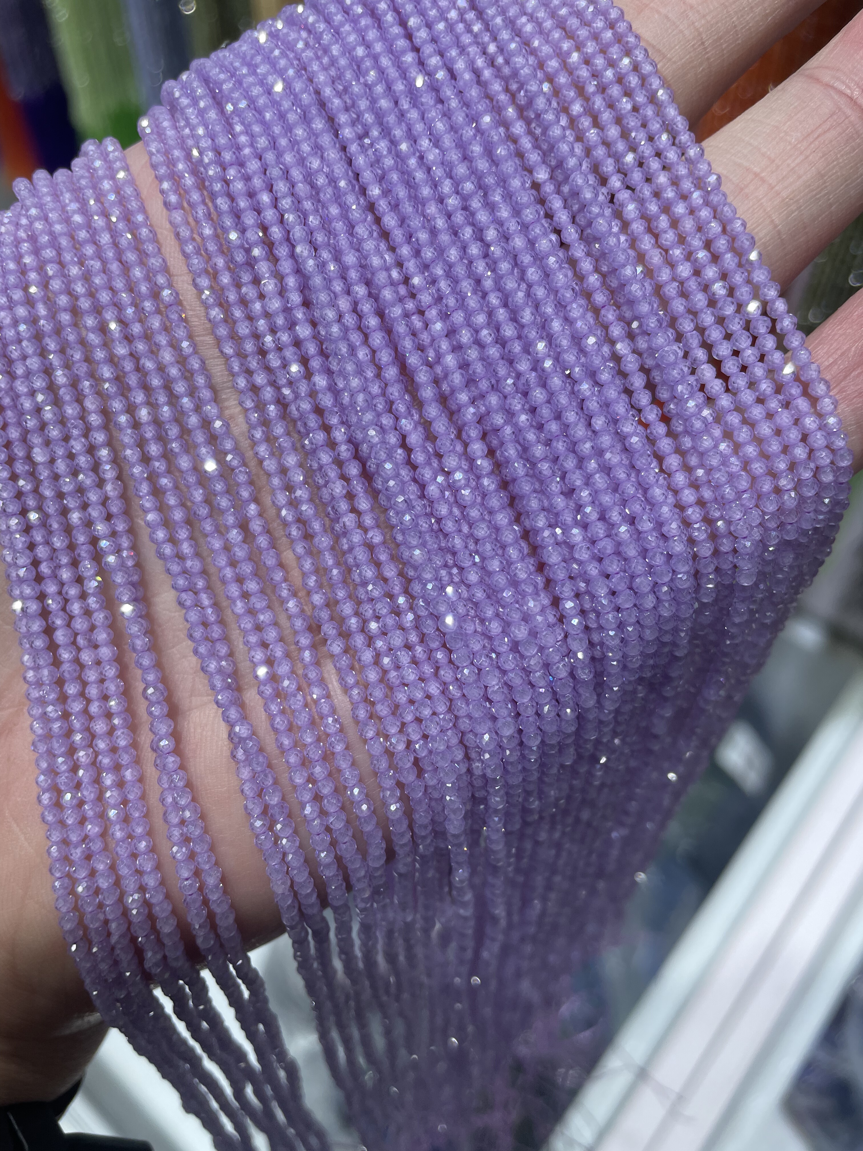 2MM 香芋紫罗兰色锆石刻面散珠半成品手链项链配件配珠饰品闪闪