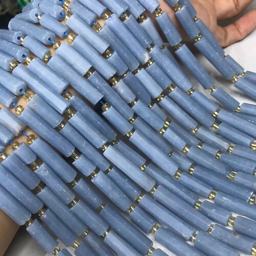 7*30mm天然水晶 蓝天使原石长柱型散珠半成品手链项链配件配珠
