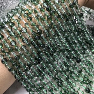 散珠半成品手链女项链隔珠串珠配珠diy 绿幽灵爆花晶 6MM 8MM10MM