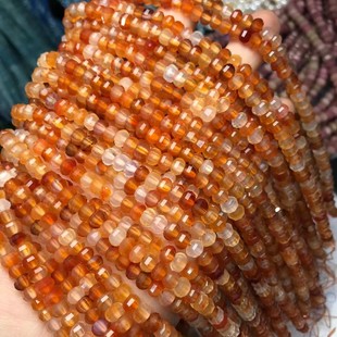 红玛瑙钻石切南瓜珠散珠半成品手链项链配件配珠 天然水晶 6MM