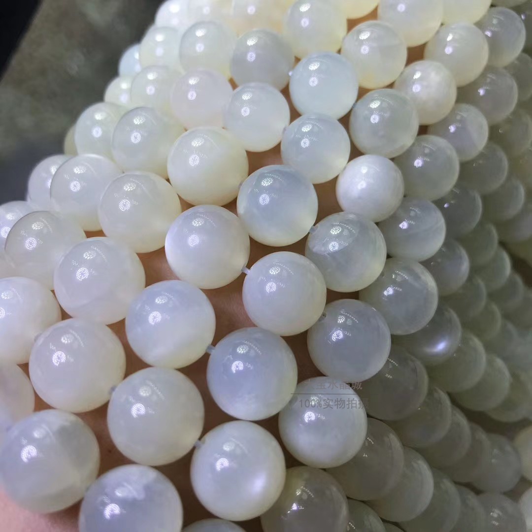 天然水晶月光石半成品散珠
