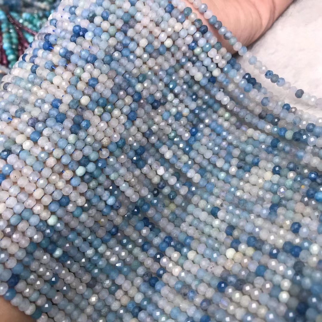 3*4MM天然水晶 冰种K2钻石切盘扁珠 散珠半成品手链项链配珠配件