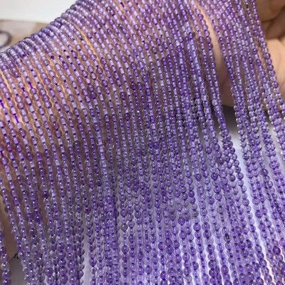 2mm天然渐变巴西圆珠散珠紫水晶