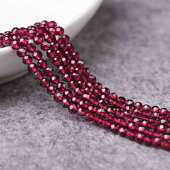 4MM天然莫桑比克石榴石切面硬抛闪亮足球面散珠 2MM 3MM 半成品珠