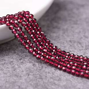 2MM 3MM 4MM天然莫桑比克石榴石切面硬抛闪亮足球面散珠 半成品珠