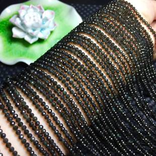 天然3mm黑曜石切面 刻面散珠半成品 DIY配件金曜石散珠子材料