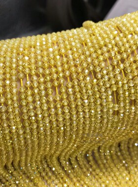 2MM 3MM 4MM 柠檬黄色锆石切面刻面散珠 足球面半成品珠