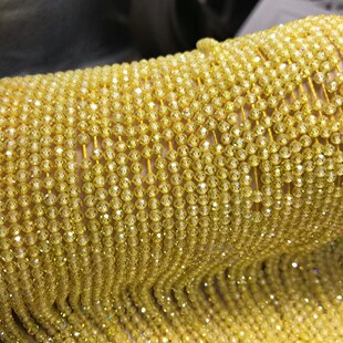 2MM 3MM 4MM 柠檬黄色锆石切面刻面散珠 足球面半成品珠