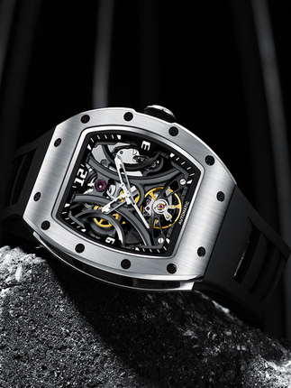 Minber Mingpo Fully Automatic Mechanical Watch Men's Watch Casual Fashion Barrel-Shaped Sports Luminous Waterproof Watch