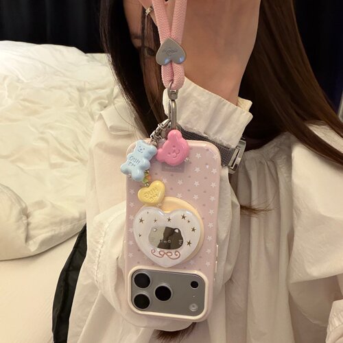 甜酷星星磁吸猫支架链条适用18romax手机壳16女16pro 17promax韩iphoneduo女17Pro