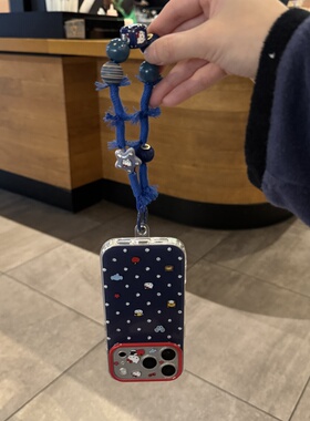 ins韩系复古蓝宝石卡通可爱流苏手提适用苹果14Promax手机壳16女16pro苹果17promax韩15苹果17