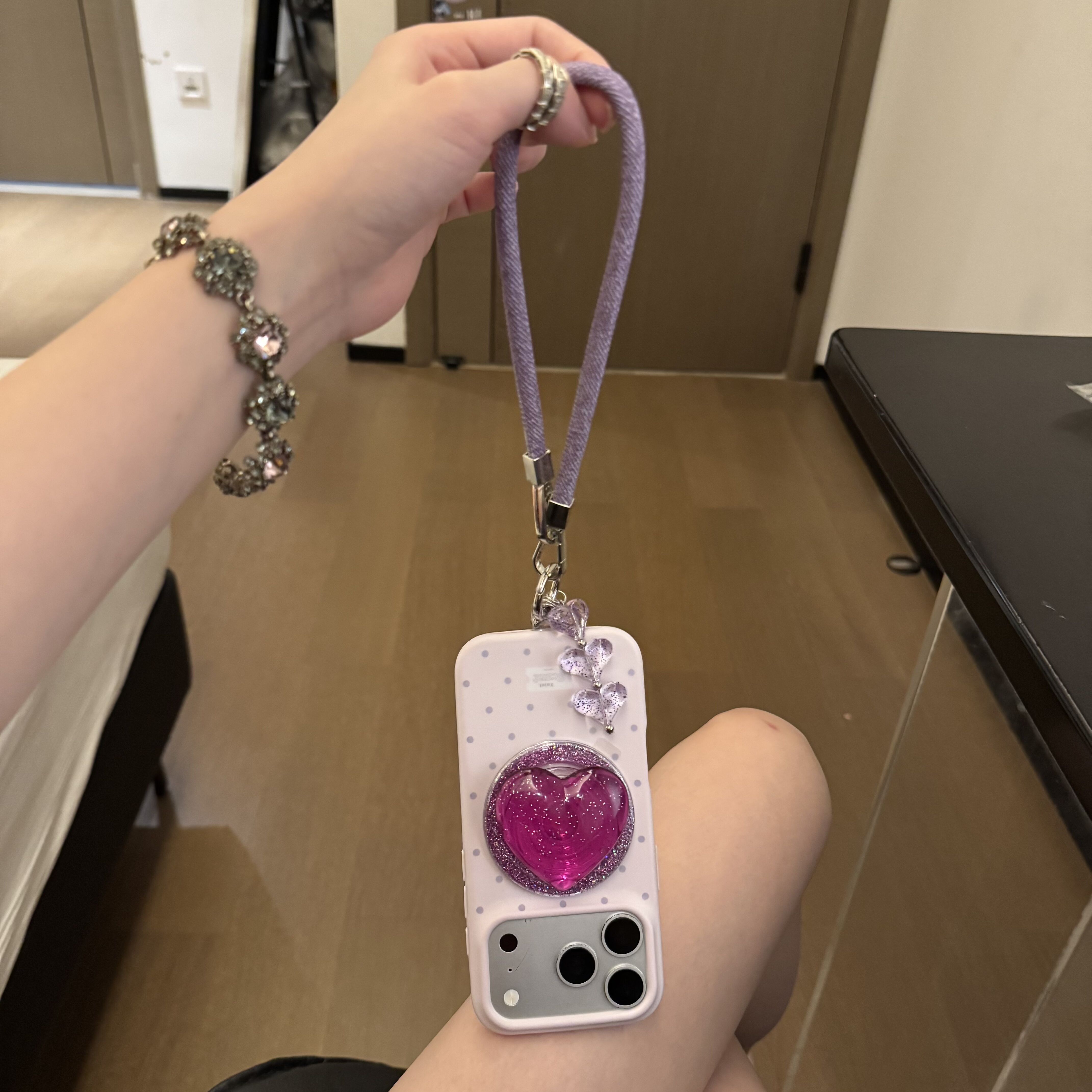 韩系ins简约撞色墨点爱心果冻闪粉磁吸支架适用苹果14Promax手机壳16女16pro苹果17promax韩15苹果17