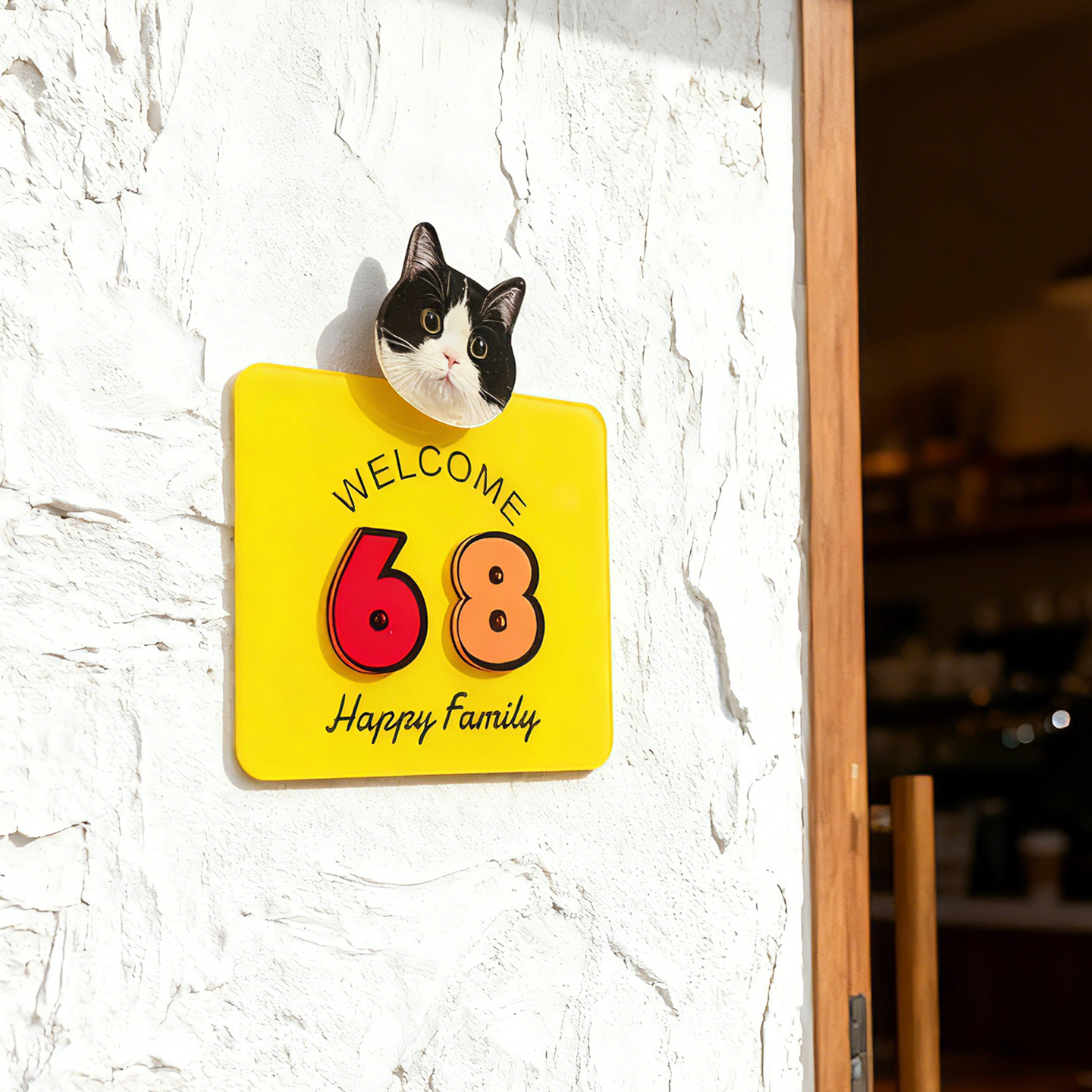 有趣入户门牌号高颜值可爱创意卡通动物亚克力旋转门牌家用号码牌