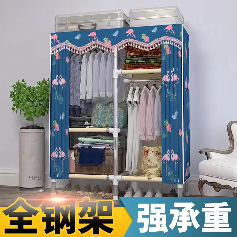 简易钢管加粗加固非实木大号单人双人衣柜收纳架牛津布衣橱正品