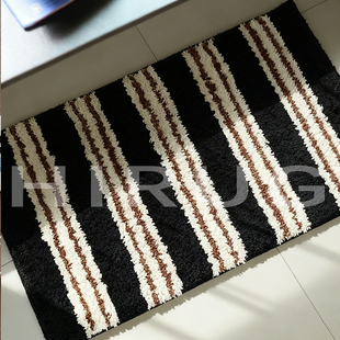 中古风线条植绒地毯浴室吸水脚垫卫生间加厚门垫卧室床边毯小地毯