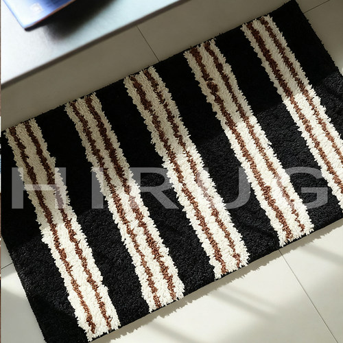 中古风线条植绒地毯浴室吸水脚垫