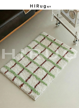 中古风条纹地毯浴室吸水脚垫加厚防滑卫生间门垫卧室装饰床边地毯