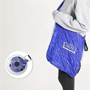 容量超大卷绕抽拉即用即转可手提可跨肩携带方便圆盘购物袋子可印