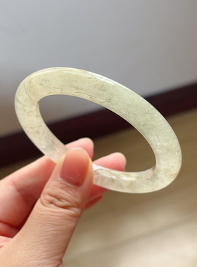 新品上架天然绿发晶手镯女款正圆圈口女士56.2mm