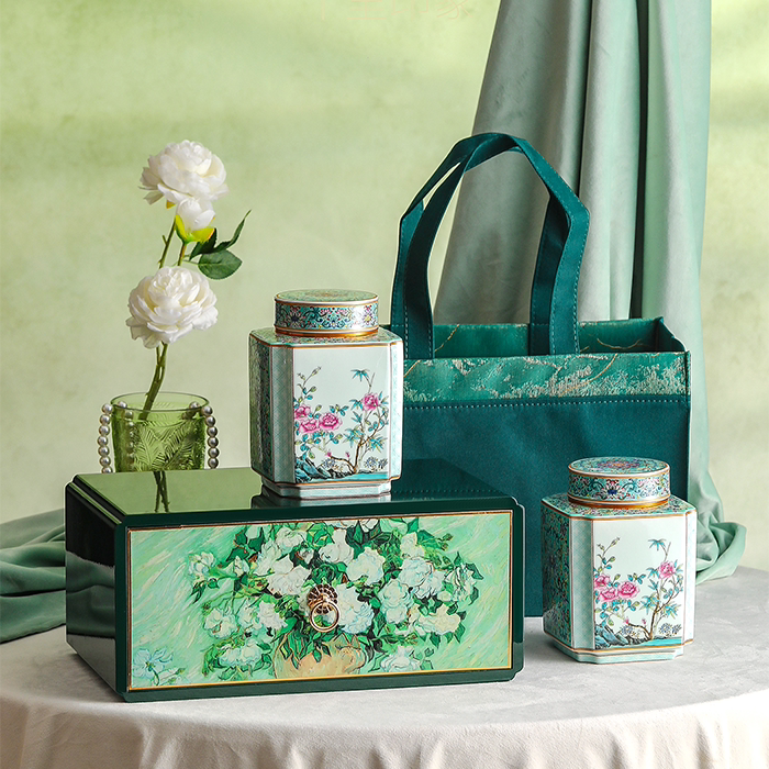 新款高档烤漆木盒陶瓷茶叶罐明前龙井绿茶包装礼盒空盒礼盒可定制