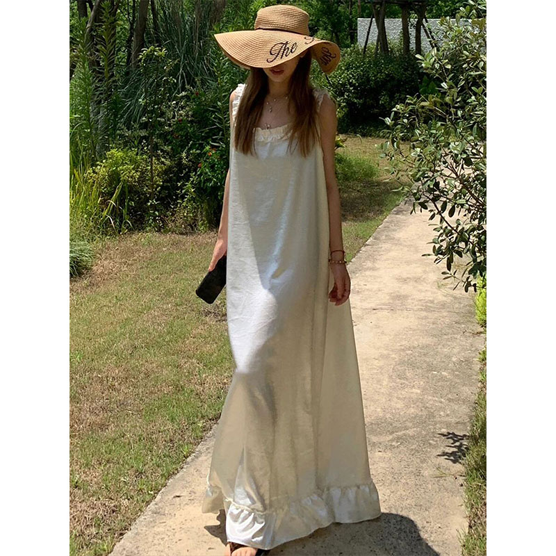 小众设计感女睡裙性感吊带仿醋酸睡衣/家居服套装