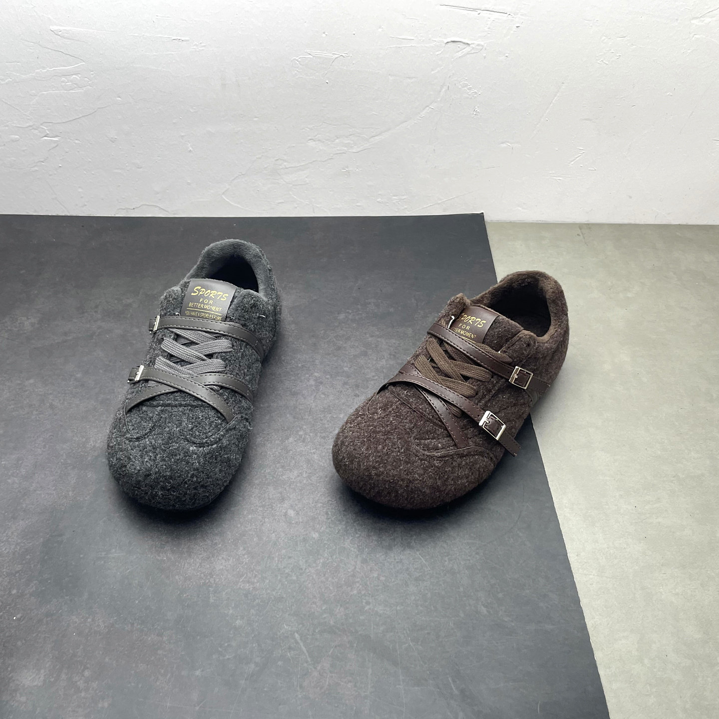 2026秋冬新款女鞋圆头深口系带加绒保暖复古德训鞋增高女士棉鞋