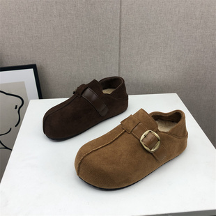 女士棉鞋 圆头深口套脚英伦风复古加绒保暖勃肯鞋 女鞋 2025秋冬新款