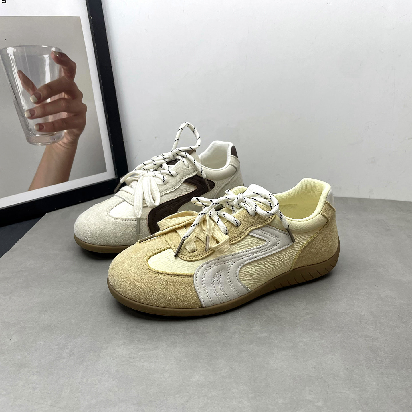 2026春季新款女鞋圆头深口系带软底复古德训鞋休闲小白鞋女士单鞋,女鞋,德训鞋,淘宝优惠券,粉丝福利购,淘宝优惠卷