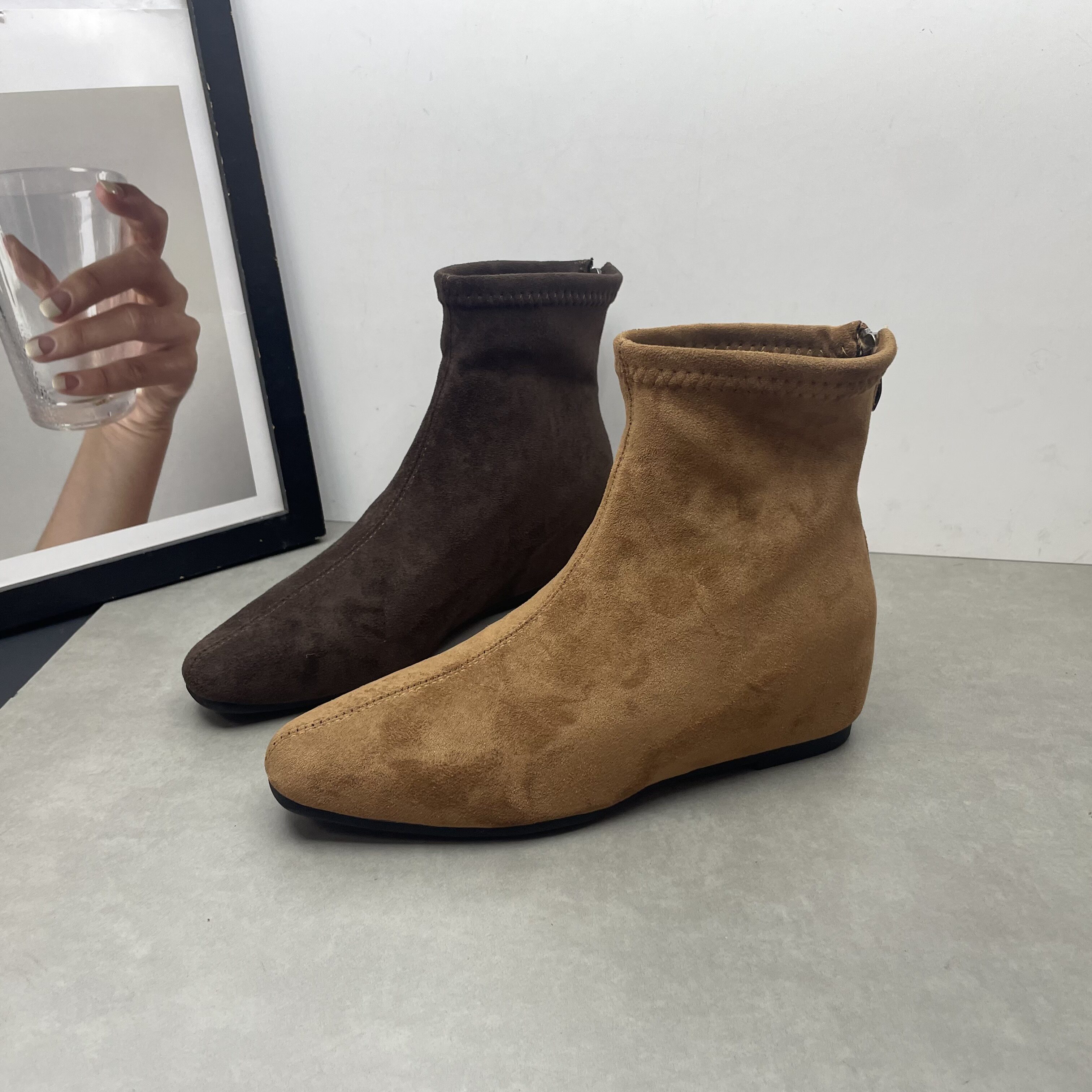 工厂断码处理女鞋2025秋冬新款方头时尚瘦瘦靴内增高软底加绒女靴,女鞋,时装靴,淘宝优惠券,粉丝福利购,淘宝优惠卷