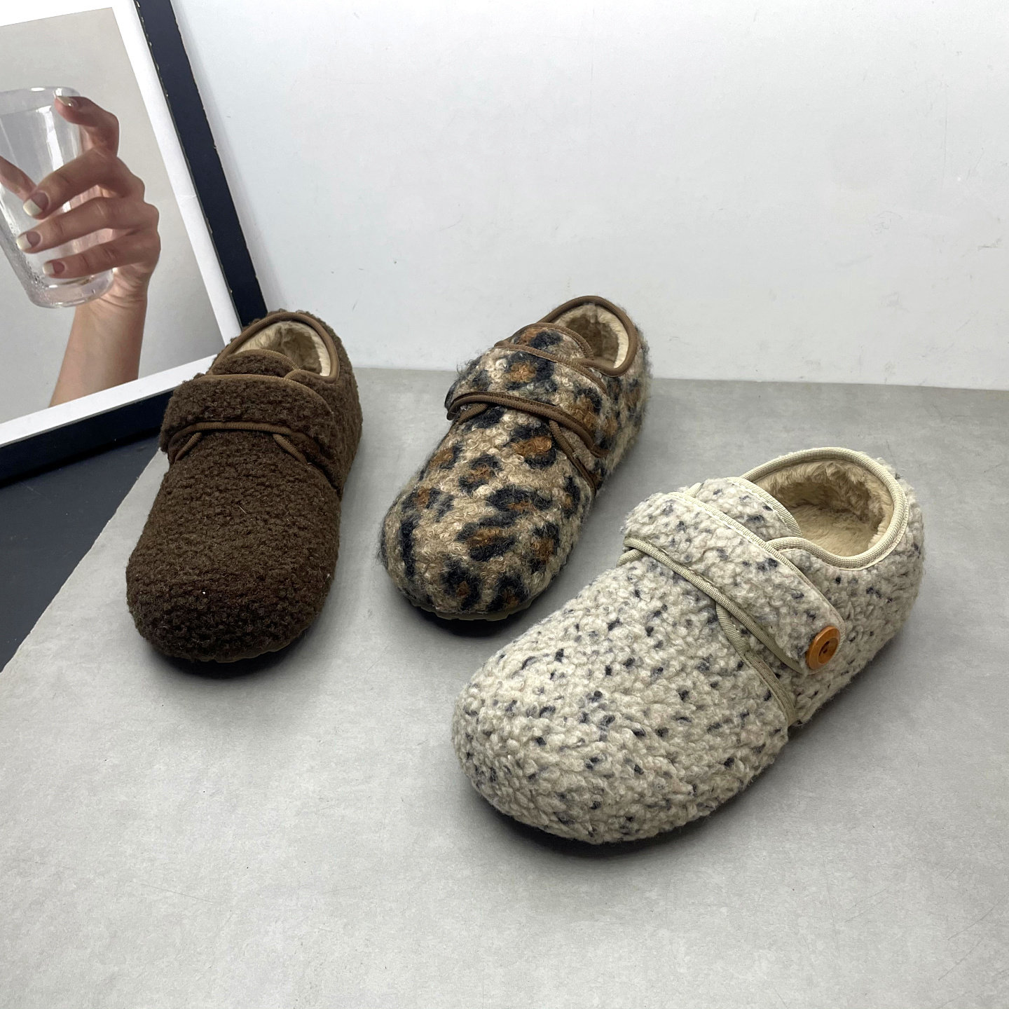 2025冬季新款圆头深口魔术贴平底防滑加绒保暖豆豆鞋勃肯鞋女棉鞋,女鞋,棉鞋,淘宝优惠券,粉丝福利购,淘宝优惠卷