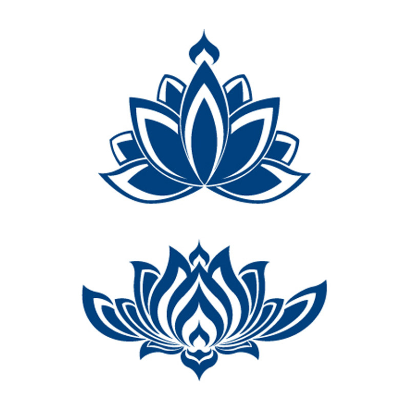 草本纹身贴莲花刺青半永久防水女持久男小臂植物果汁纹身贴纸