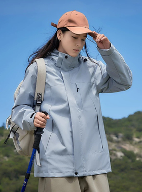 【PATA】月光蓝冲锋衣加绒加厚内胆可拆卸两件套三合一登山服适用