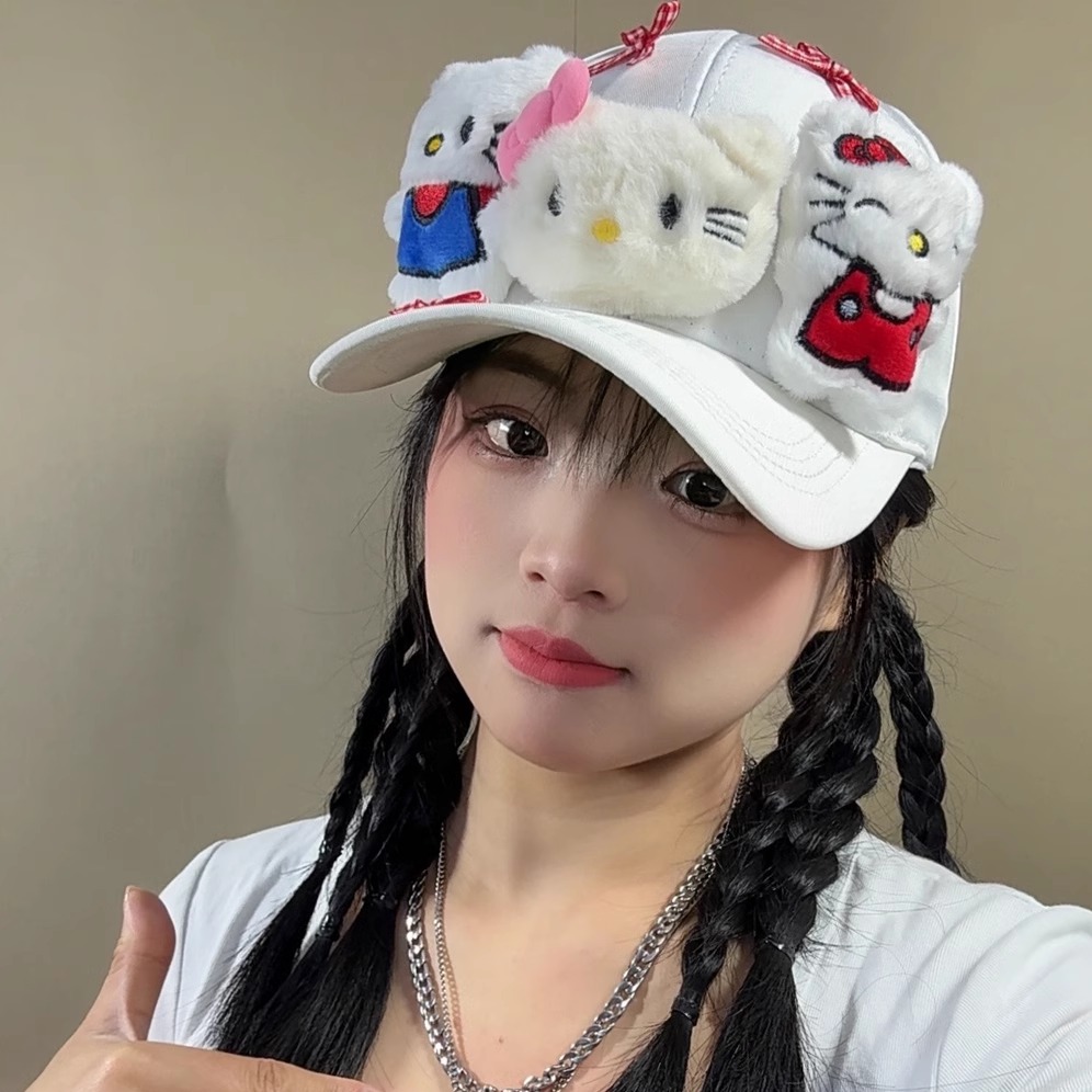 kitty猫鸭舌帽y2k亚比棒球帽子女