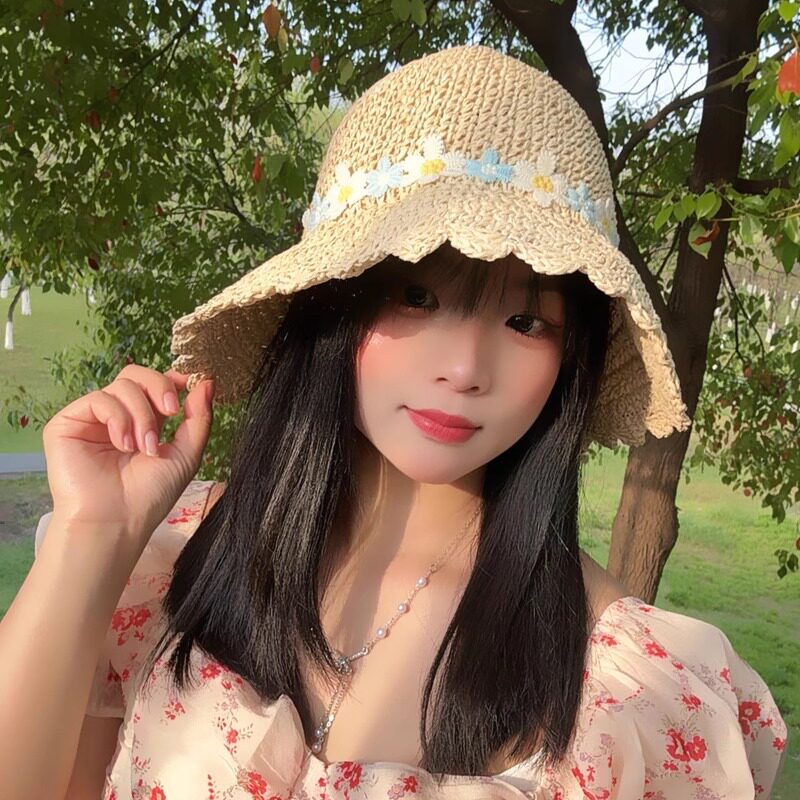 小清新文艺手工编织草帽女夏季
