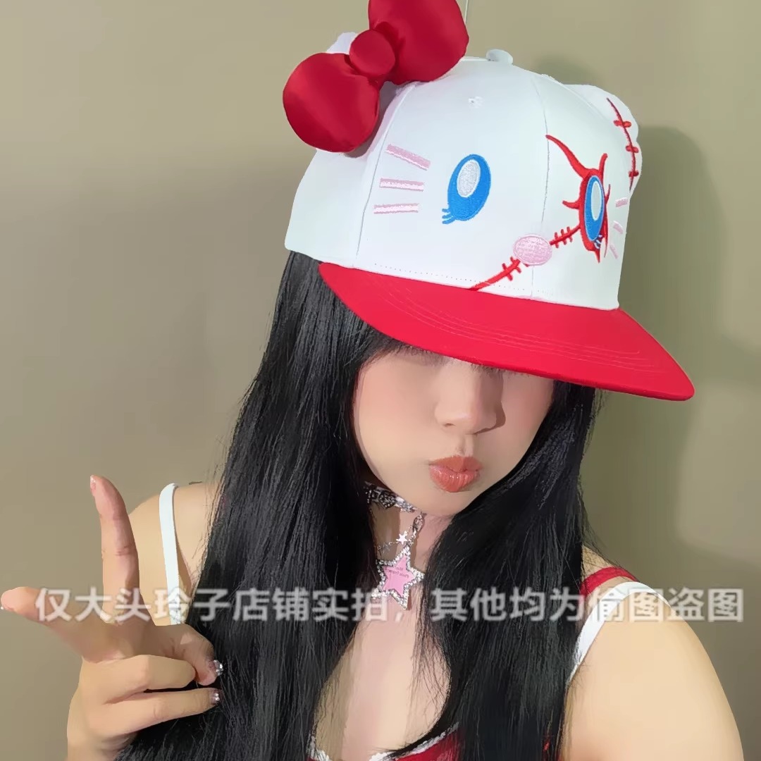 可爱kitty猫咪蝴蝶结帽子女卡通