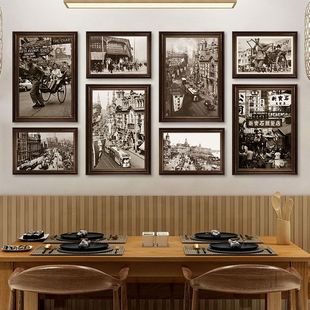老上海城市建筑风景装饰画老照片摄影复古怀旧民国风饭店餐厅挂画