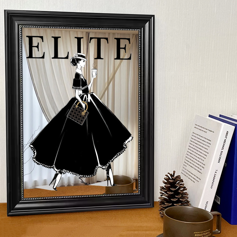 高级感服装店珠宝店装饰画轻奢化妆台镜子摆画衣帽间时尚女孩挂画