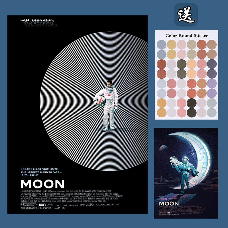 月球moon海报 太空科幻经典电影 宿舍背景墙贴卧室装饰画客厅挂画