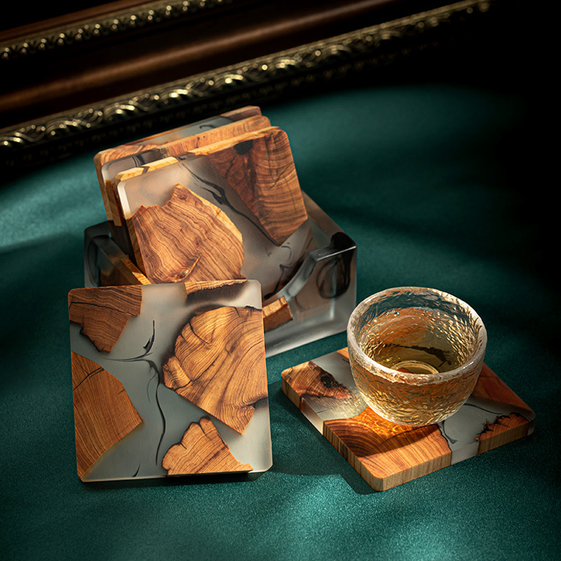 日式隔热杯垫ins茶杯垫树脂简约杯托创意垫片茶道零配件家用崖柏