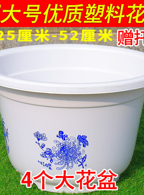 特大号加厚白色圆形塑料花盆睡莲果树绿植盆栽花卉有孔无孔包邮