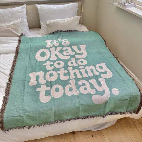 It’s Okay to Do Nothing Today多巴胺字母韩系薄荷绿沙发毯