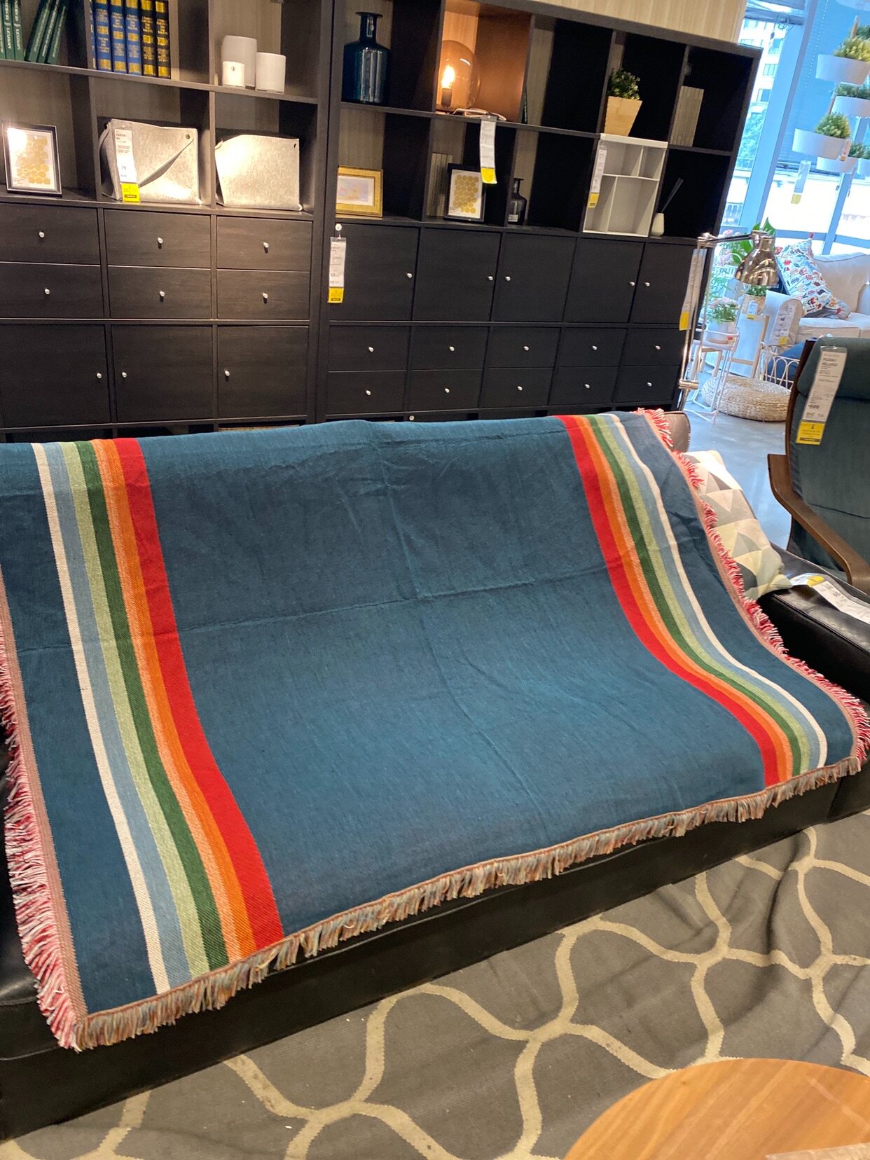 美国户外装饰毯毛毯盖毯沙发巾休闲毯 彩虹民族风图腾露营野餐毯