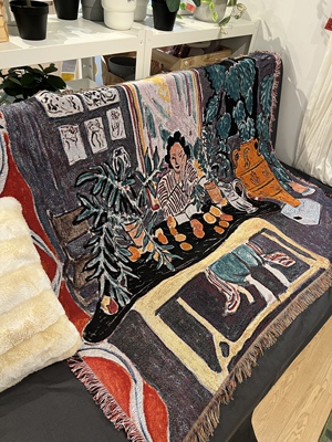 休闲毯挂毯色织毯涤棉材质